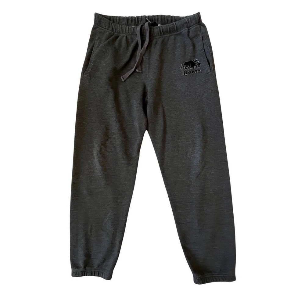 Roots Salt & Pepper Sweatpants Mens Large Charcoal Grey Heather Joggers Logo